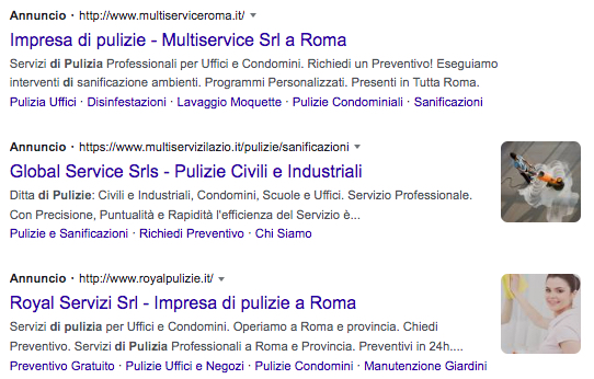 google ads impresa pulizie roma
